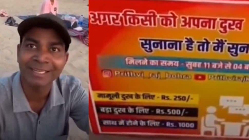 `Rs 1,000 to sit together and cry`: Man on Mumbai beach charges money to hear people`s problems | WATCH