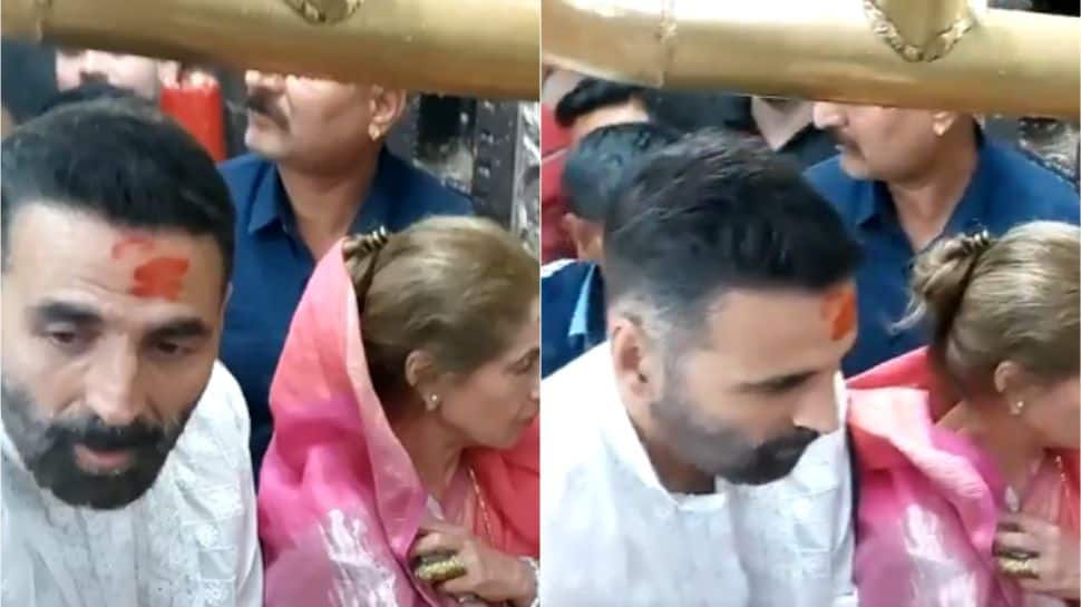 Ahead of ‘Bhooth Bangla’, Akshay Kumar, mother-in-law Dimple Kapadia seek blessings, prays for 'entire country’ at Mahakaleshwar Temple