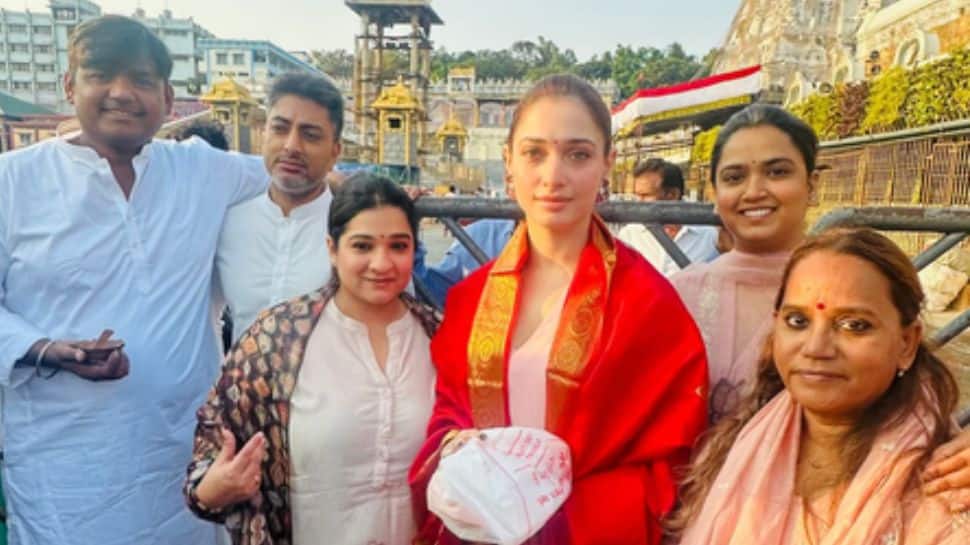 Tamannaah Bhatia visits Tirumala Temple, offers prayers to Lord Venkateswara