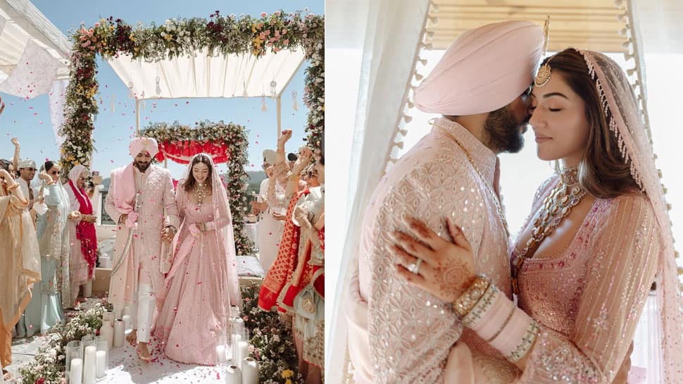 Actress Mehreen Pirzada ties the knot with Arsh Aulakh in Himachal Pradesh, wears baby pink Anarkali for Anand Karaj ceremony