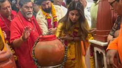 Shilpa Shetty, Raj Kundra offer prayers at Datia’s Pitambara Peeth - See pic