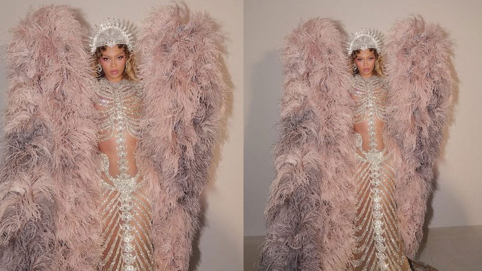 Met Gala 2026: Beyonce rocks red carpet in bold skeleton-inspired look with dramatic feathered cape