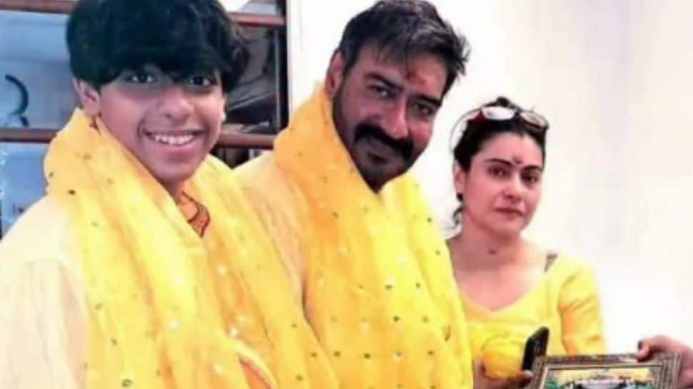 Ajay Devgn, Kajol and son Yug seek blessings at Baglamukhi Temple in Himachal Pradesh