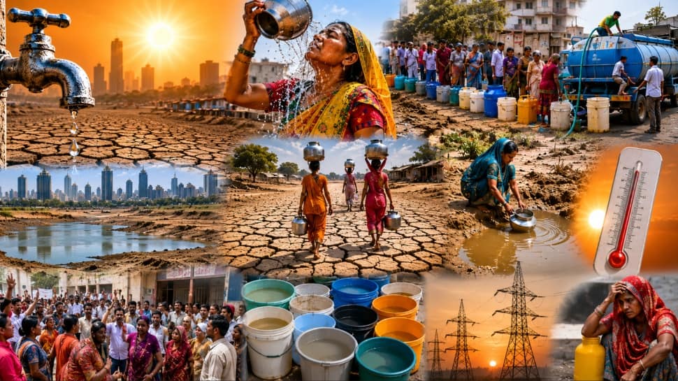 India water crisis: 10% cut in Mumbai, severe shortages in Delhi & UP amid 47°C Heatwave