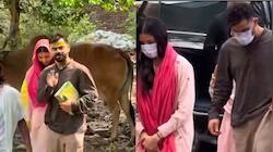 Virat Kohli, Anushka Sharma visit Premanand Maharaj in Vrindavan- Watch
