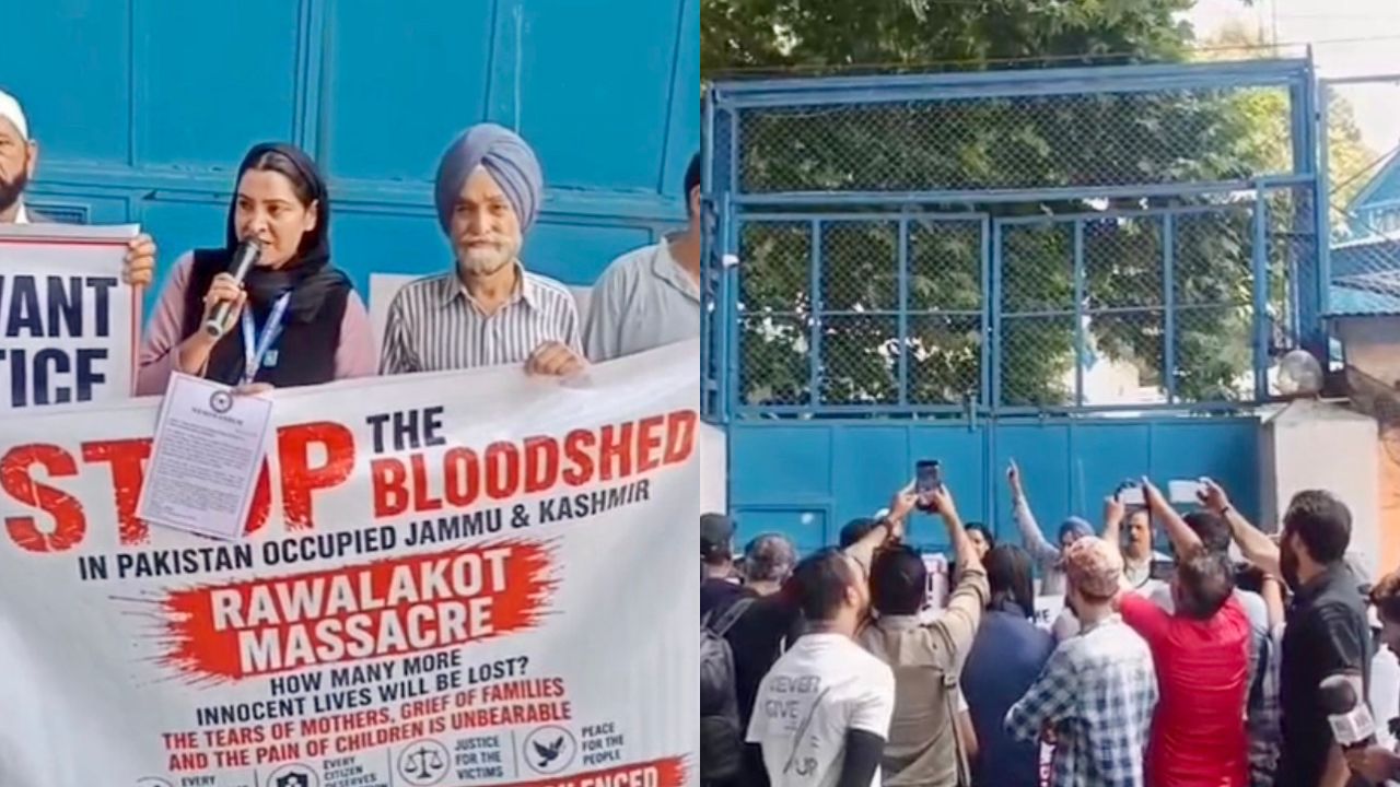 Anti-Pakistan slogans echo at Srinagar’s Lal Chowk as Kashmiris protest killings, atrocities in PoK Anti-Pakistan slogans echo at Srinagar’s Lal Chowk as Kashmiris protest killings, atrocities in PoK