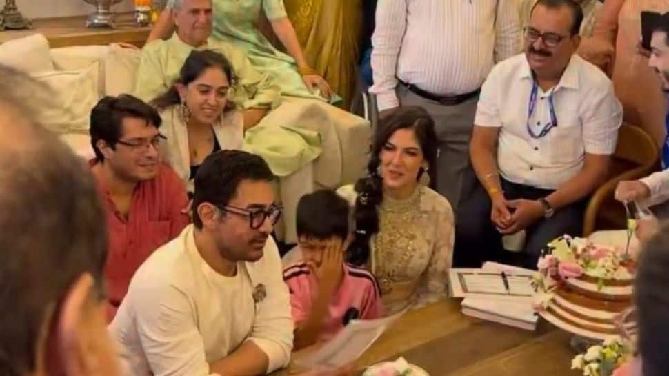 Aamir Khan marries Gauri Spratt as daughter Ira and son Junaid cheer him on in viral wedding video
