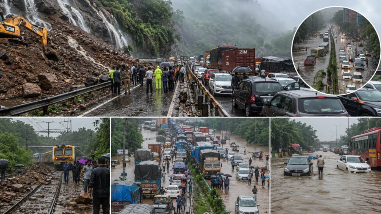 Island city cut off: Torrential rains and landslides isolate Mumbai on three fronts