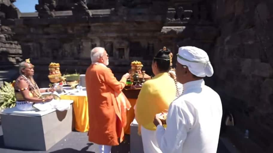 PM Modi offers prayers at Prambanan Temple, inaugurates restoration project with Indonesian Prez 