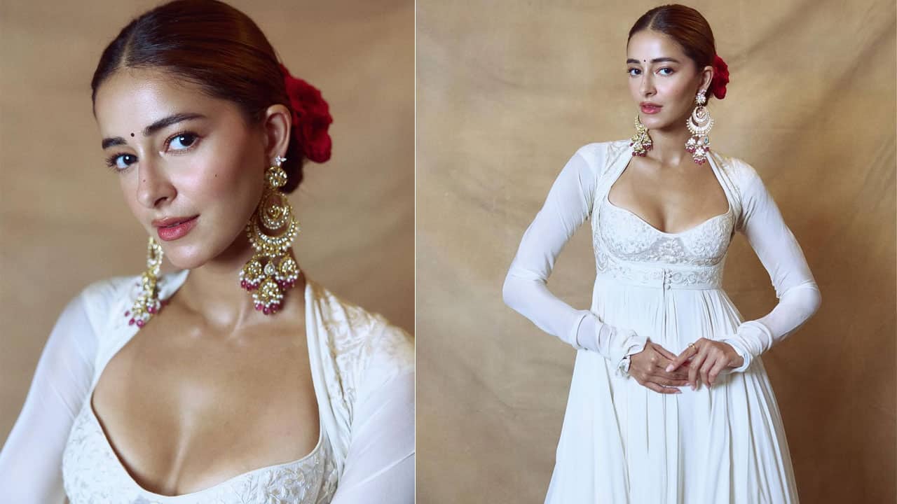 Ananya Panday in white anarkali