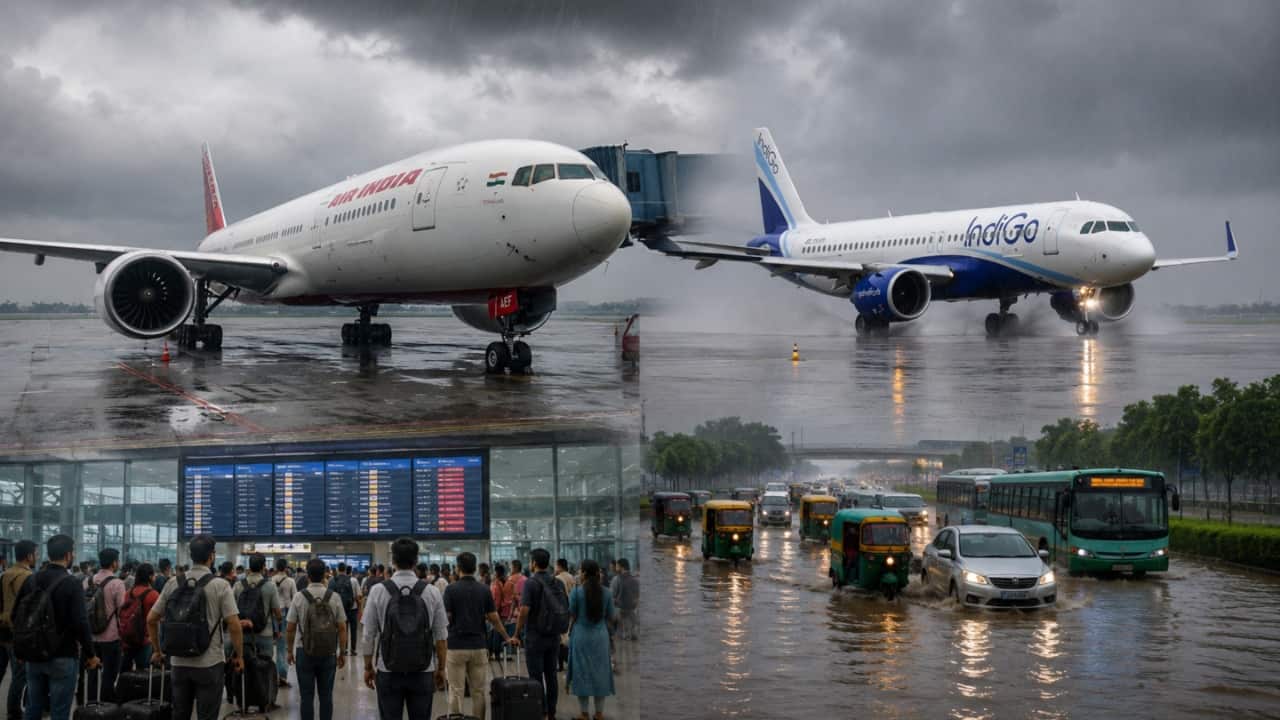Delhi flight delays: IndiGo, Air India issue advisories amid heavy rain & orange alert