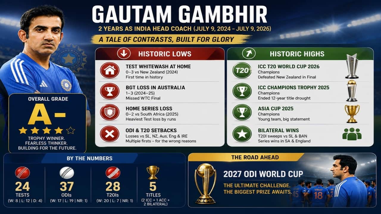 Gautam Gambhir’s 2 Years as India Coach: Full report card, Biggest highs and Historic lows