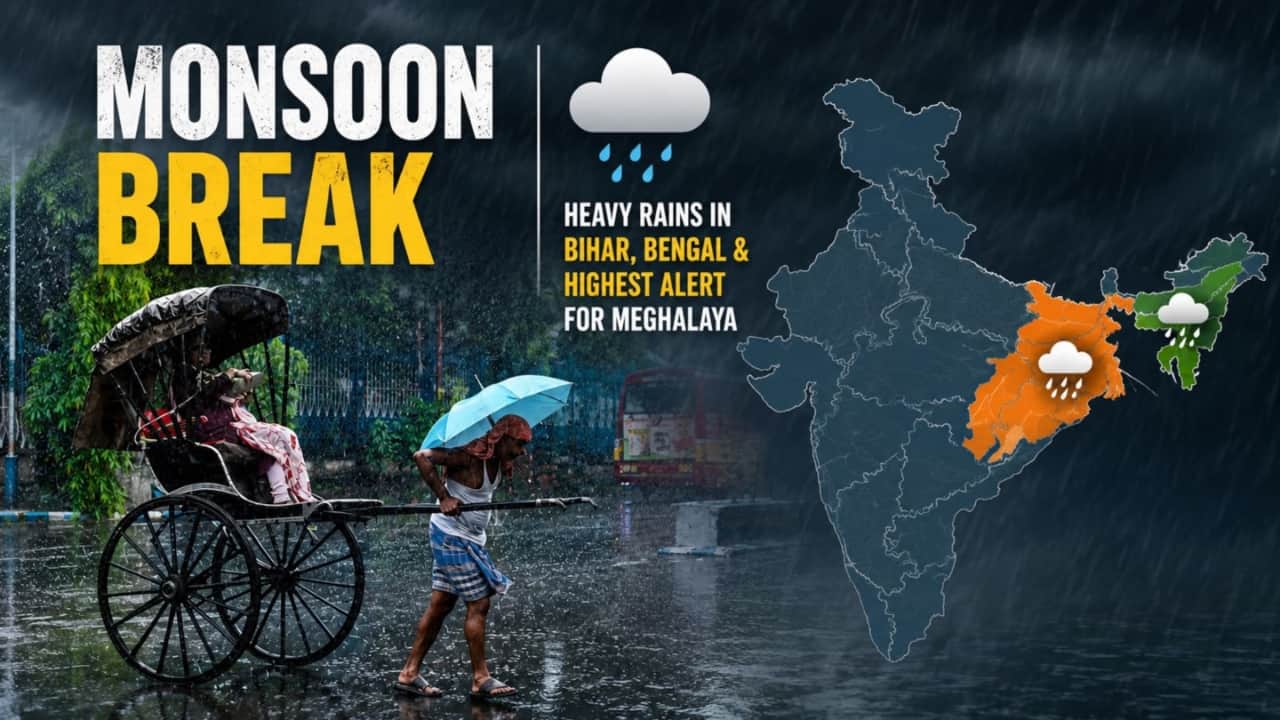 Monsoon break: IMD predicts heavy rains in Bihar, Bengal & highest alert for Meghalaya