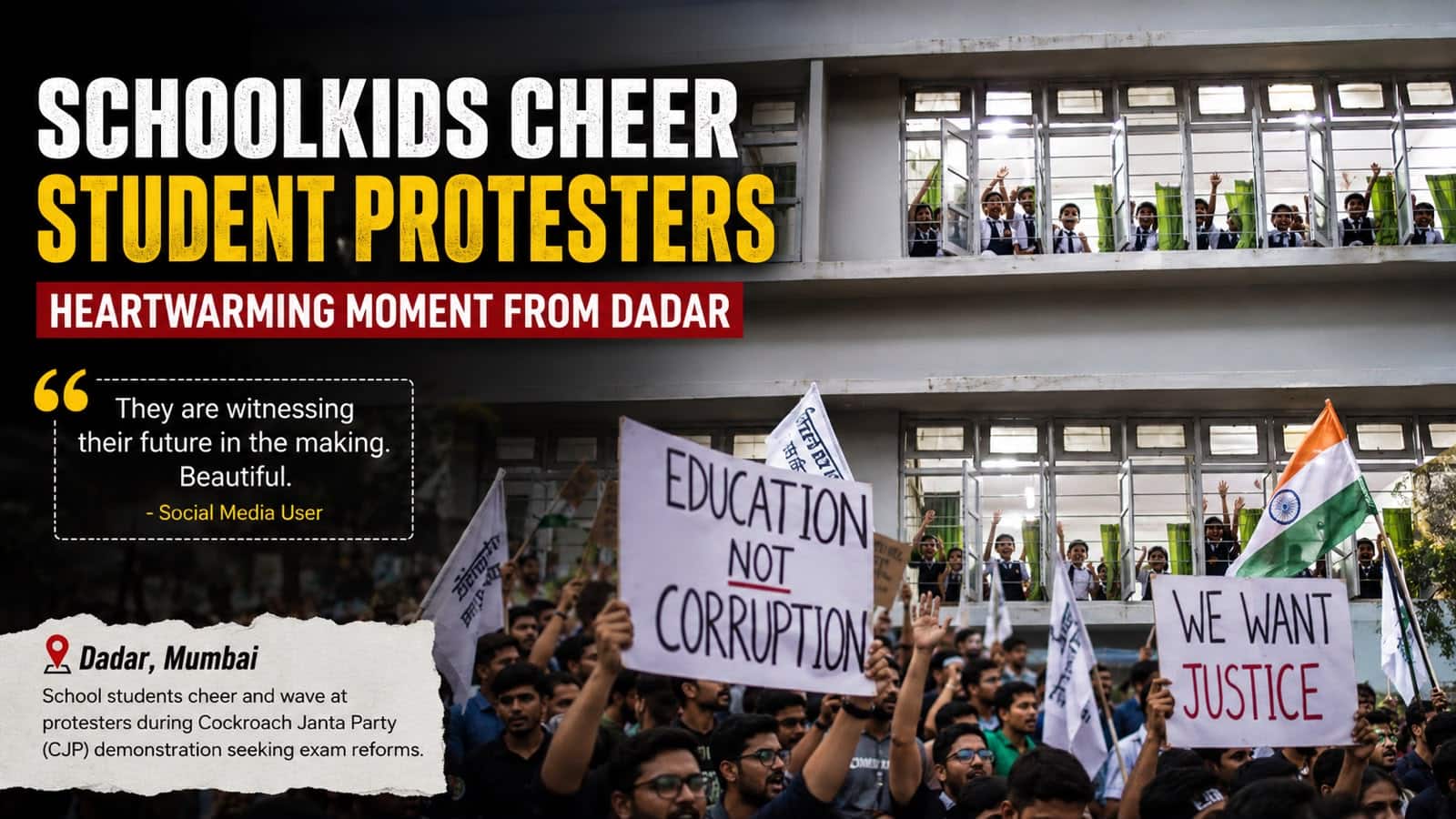 `Why am I crying?`: Heartwarming video of schoolkids cheering Mumbai student protesters goes viral