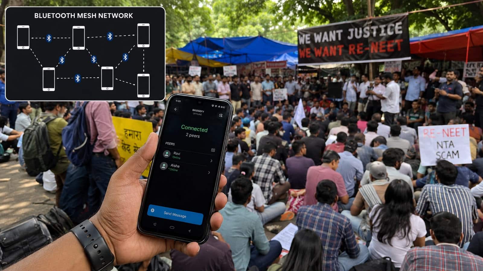 Jammer-proof messaging? The Bluetooth trick protesters are using to beat central Delhi internet blackouts
