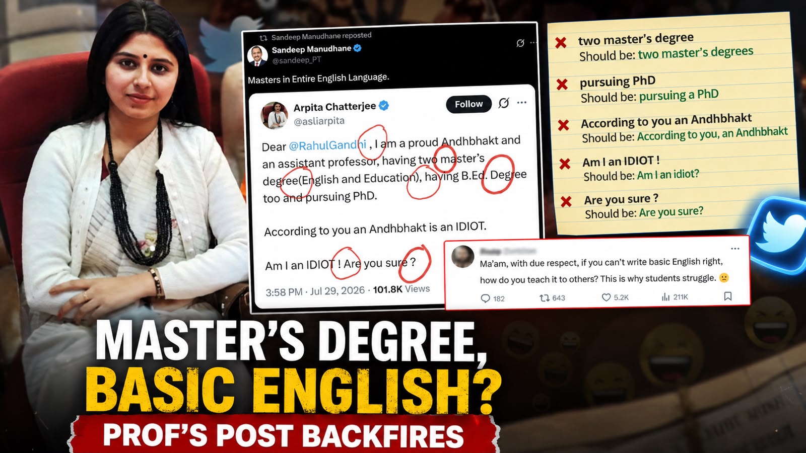 Woman with Master's in English criticises Rahul Gandhi on X, gets schooled over basic grammar errors instead | viral News | Zee News