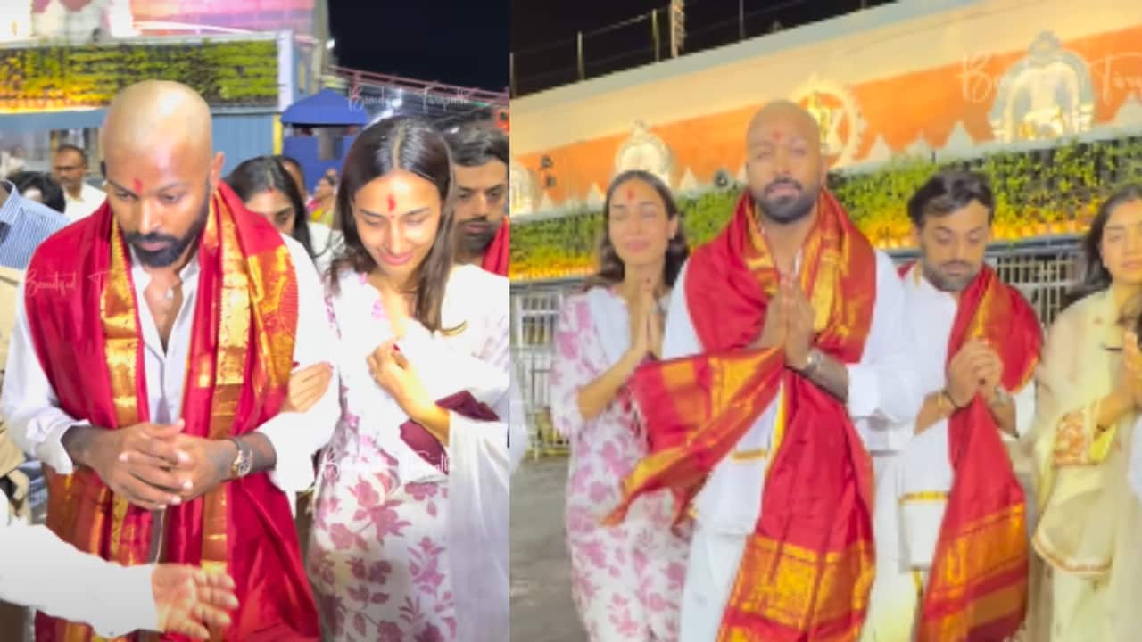 Hardik Pandya goes bald after offering prayers at Tirumala temple with Mahika Sharma | WATCH