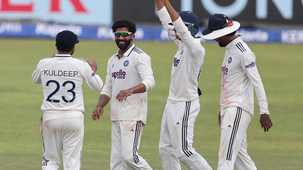 Ravindra Jadeja creates history; becomes 5th Indian player after Kumble, Ashwin, Kapil Dev, Harbhajan to... Ravindra Jadeja creates history; becomes 5th Indian player after Kumble, Ashwin, Kapil Dev, Harbhajan to...