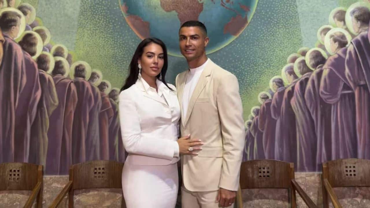Inside Georgina Rodriguez's jaw-dropping $75 million diamond look at Cristiano Ronaldo's wedding - Watch viral video