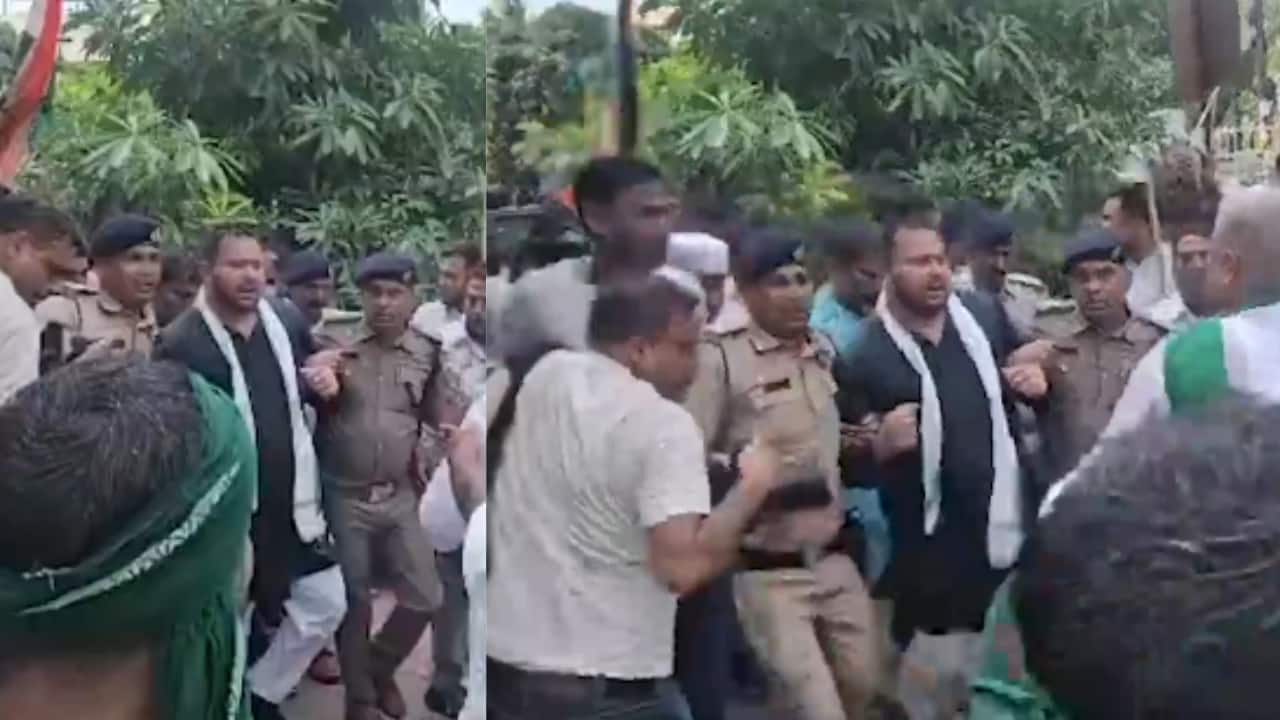 Tejashwi Yadav detained, Police use water cannons during the RJD-led march towards Lok Bhavan in Patna