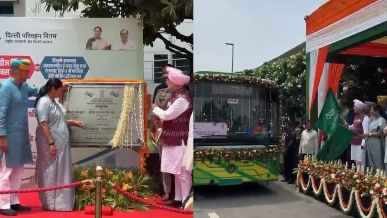 Delhi LG, CM Rekha Gupta flags off 200 new E-buses, launches 56 ladies special services
