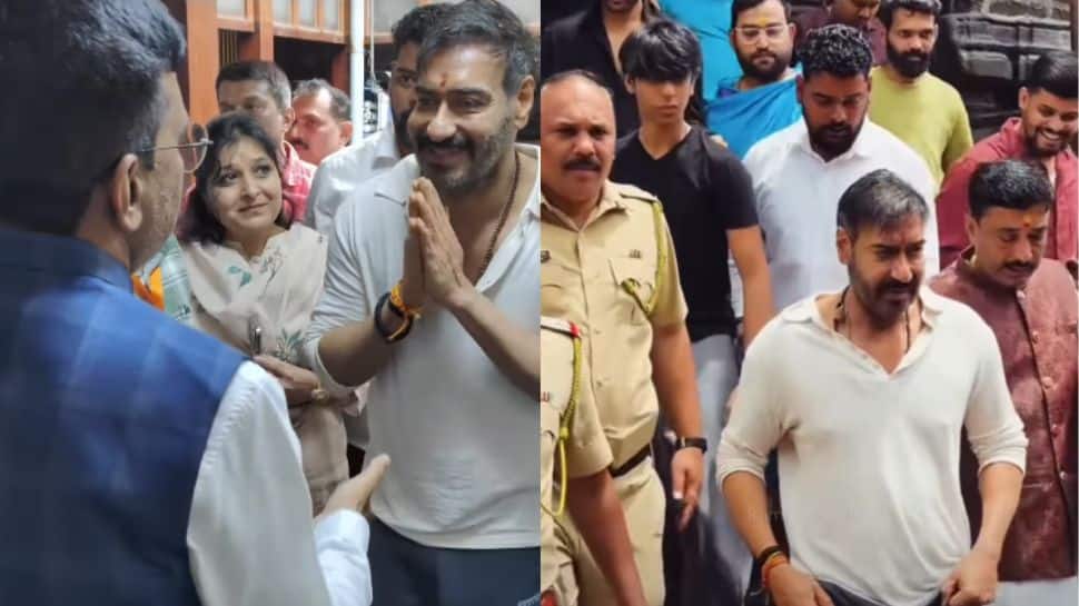Ajay Devgn visits Trimbakeshwar temple with son Yug during Sawan, fans gather outside amid tight security