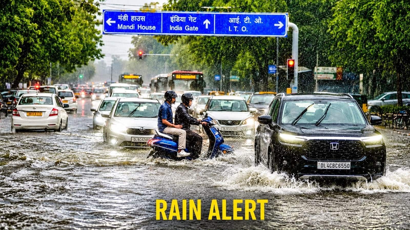 Delhi-NCR weather update: Morning downpour causes waterlogging across capital; IMD issues rainfall alert