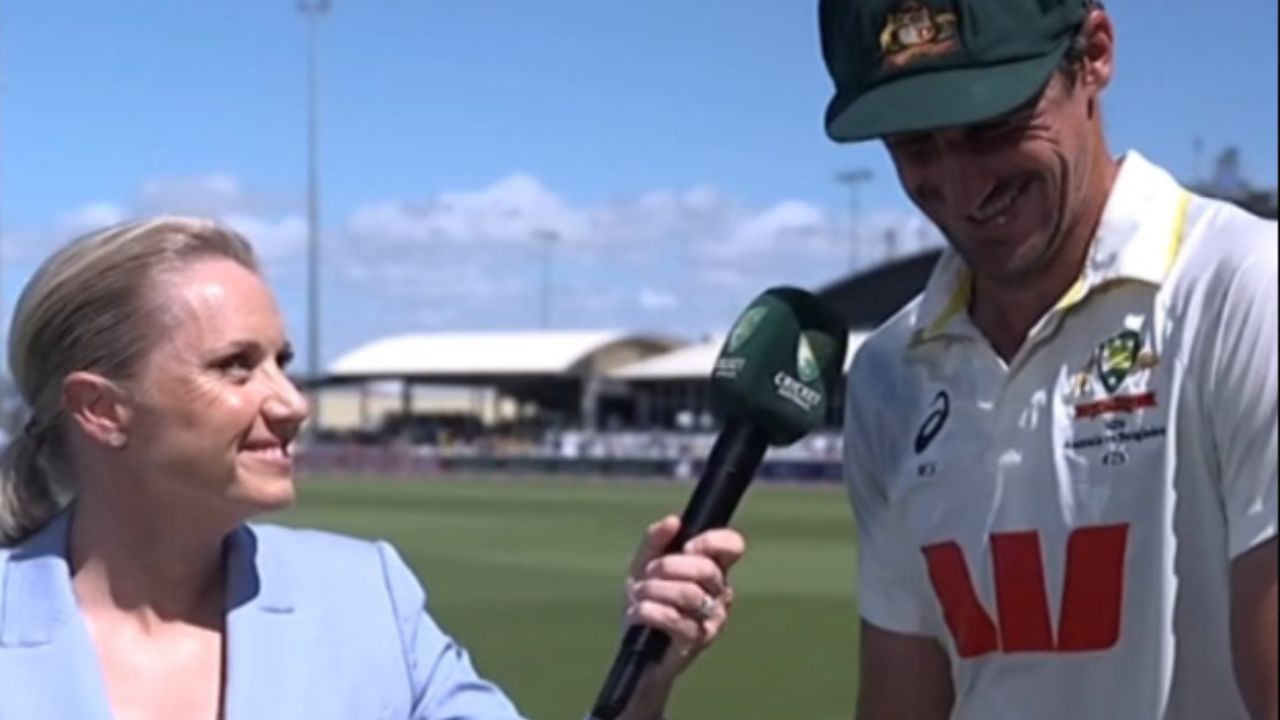Mitchell Starc’s wife Alyssa Healy interviews him after his stunning 6/12 spell against Bangladesh Mitchell Starc’s wife Alyssa Healy interviews him after his stunning 6/12 spell against Bangladesh