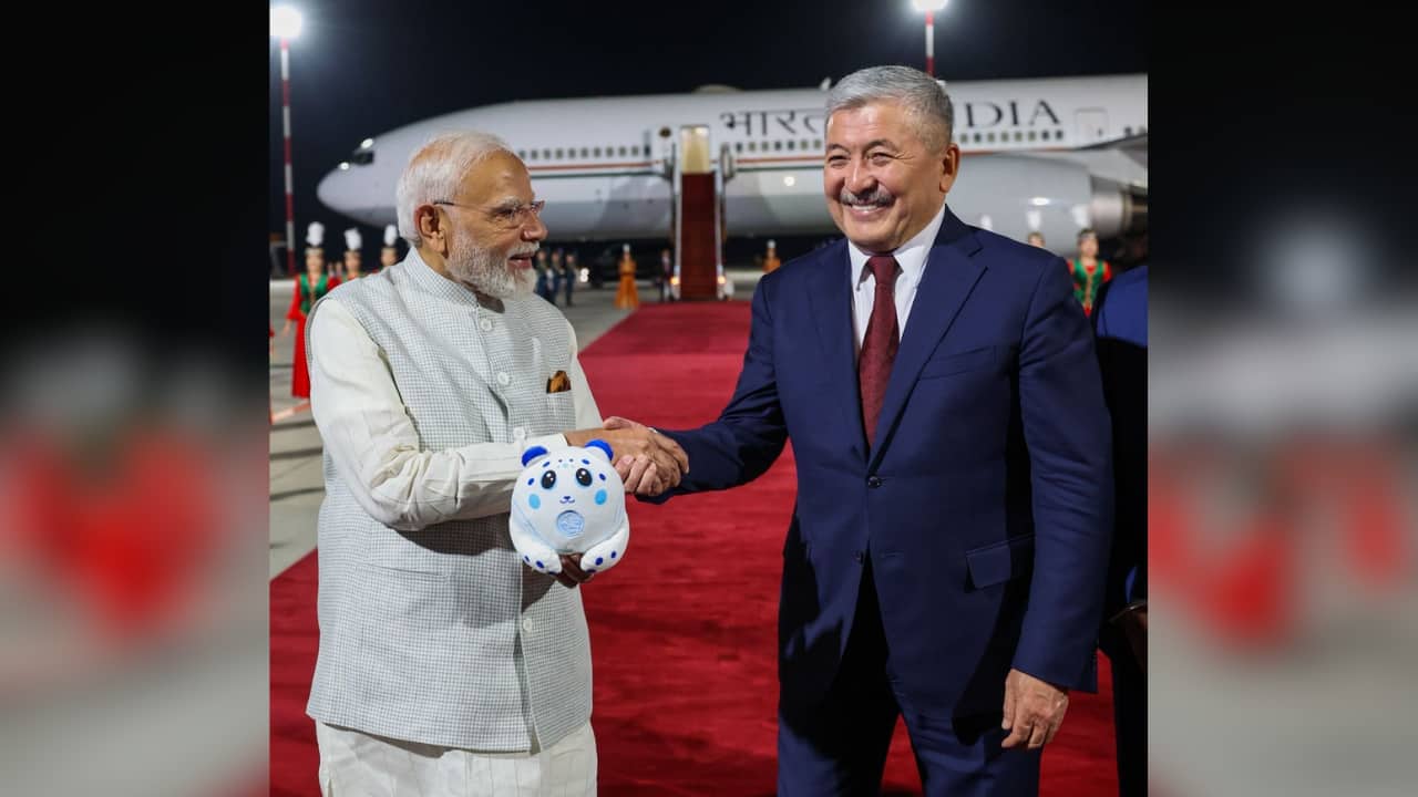 PM Modi arrives in Kyrgyzstan for SCO Summit; accorded warm welcome in Bishkek