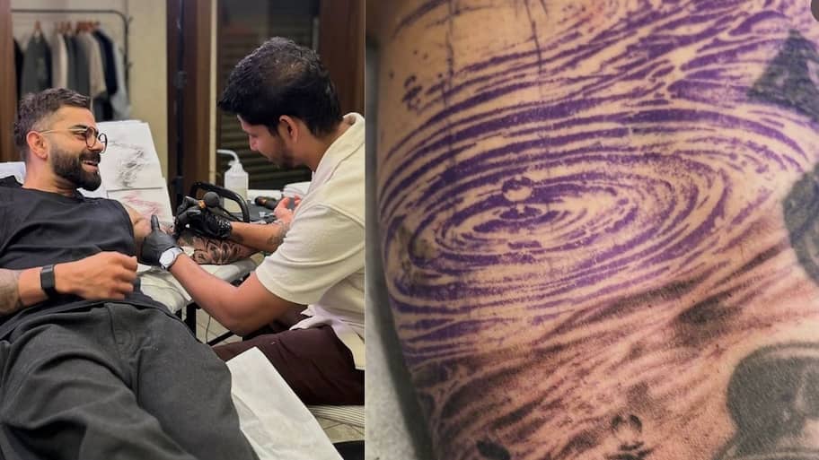 Virat Kohli gets new tattoo on left arm, ripple design grabs attention on social media