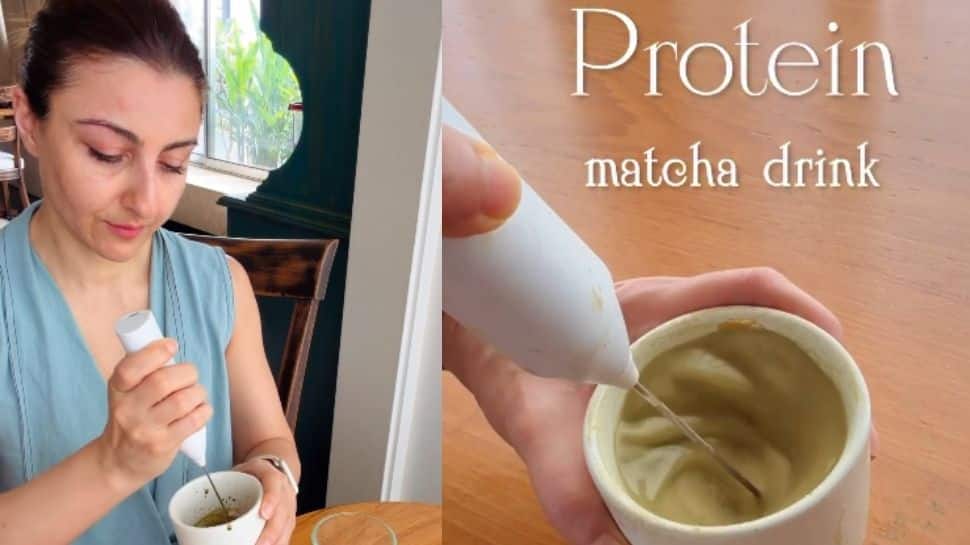 Soha Ali Khan shares 2-minute protein matcha recipe for a quick pre-workout drink