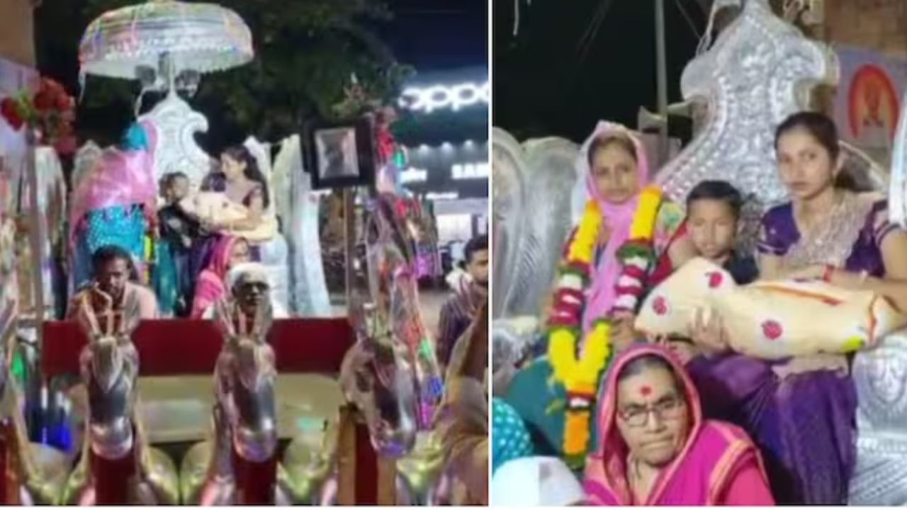 After 200 years, Maharashtra family welcomes first daughter with chariot procession After 200 years, Maharashtra family welcomes first daughter with chariot procession