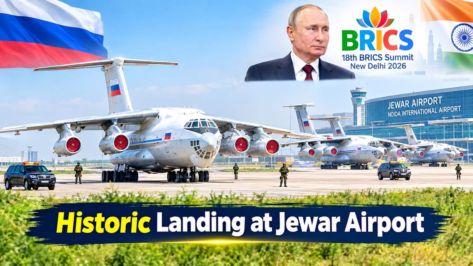 Russian IL-76 transport plane makes historic landing at Jewar Airport for Putins visit ahead of BRICS Summit