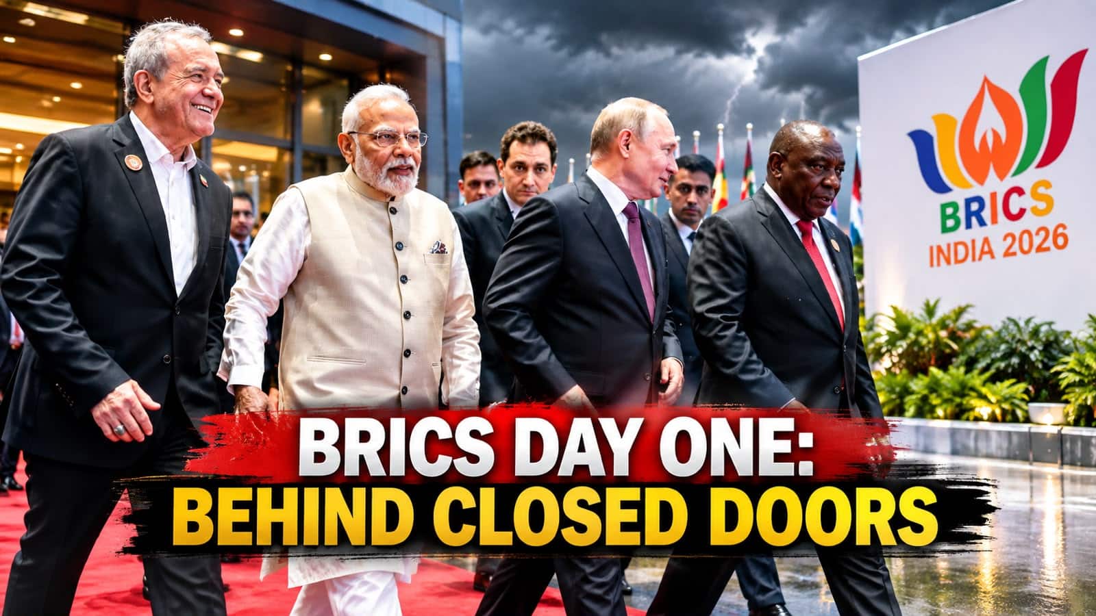 Behind closed doors and under storm skies: The full story of day one at the BRICS Summit