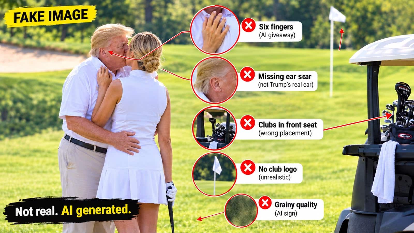 Fact-checking the viral photo allegedly showing Donald Trump kissing Natalie Harp on a golf course