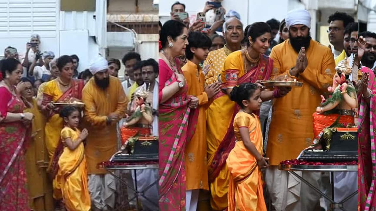 Ganeshotsav 2026: Shilpa Shetty bids adieu to Bappa with family, dances to dhol beats