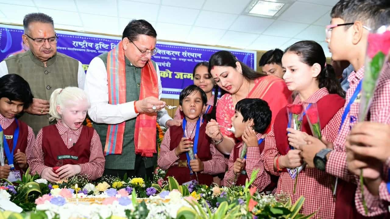 Uttarakhand CM Dhami celebrates birthday with children with disabilities