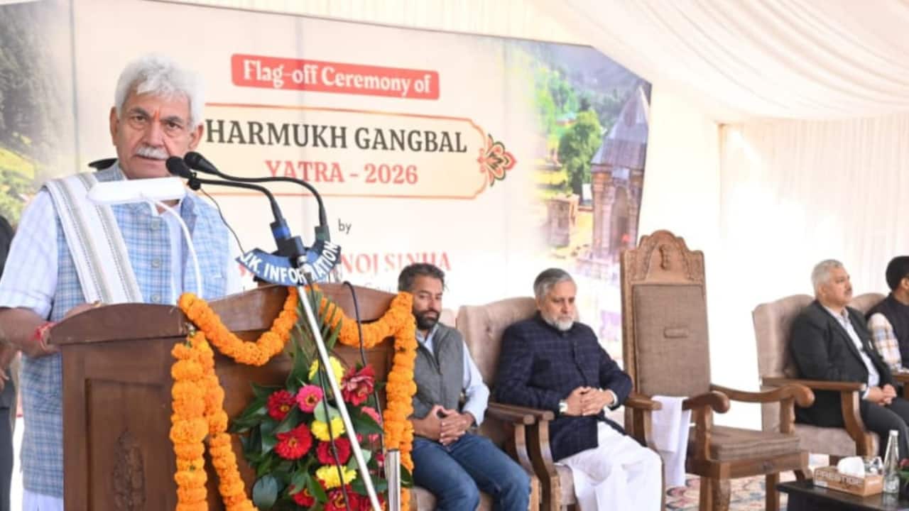 Faith triumphs in Ganderbal: LG Manoj Sinha flags off annual Harmukh-Gangbal yatra from Naranag