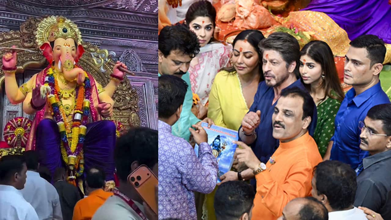 Shah Rukh Khan, Gauri Khan and daughter Suhana Khan visit Lalbaugcha Raja, offer prayers