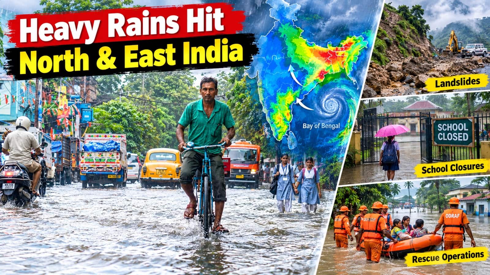 Floods, landslides, and school closures: How severe weather is disrupting life across north and east India