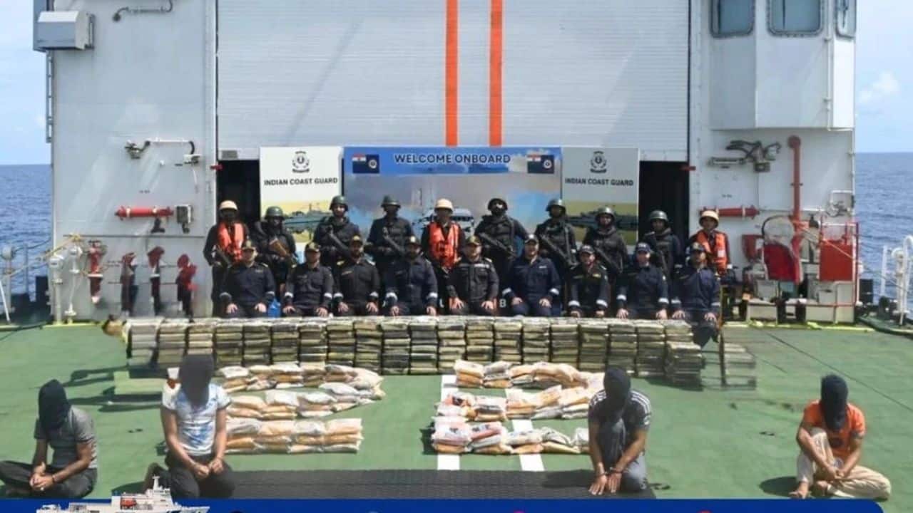 Indian Coast Guard seizes drugs worth Rs 3,000 crore from an Iranian dhow in the Arabian Sea; detains five Pakistani crew