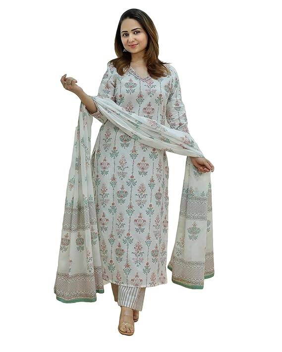 KLOSIA Women’s Viscose Kurta Set with Dupatta