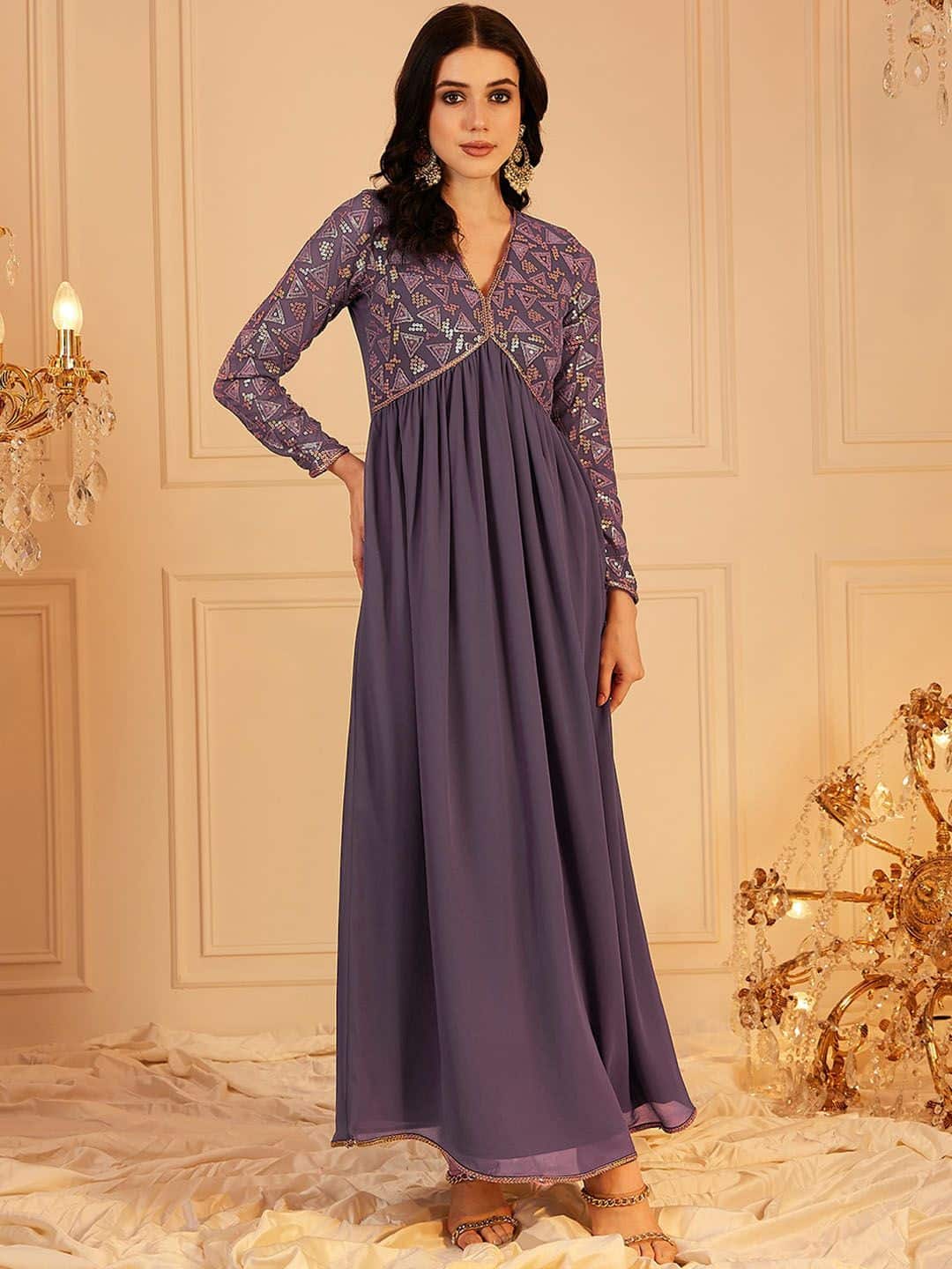 Indo Street Sequinned Empire Maxi Dress