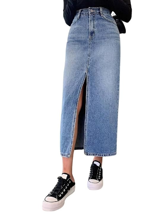 Leriya Fashion High Waist Denim Skirt
