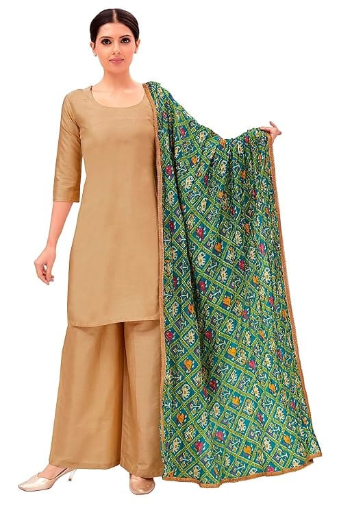 Studio Shringaar Women’s Vegan Silk Crushed Patola Elephant Print Dupatta