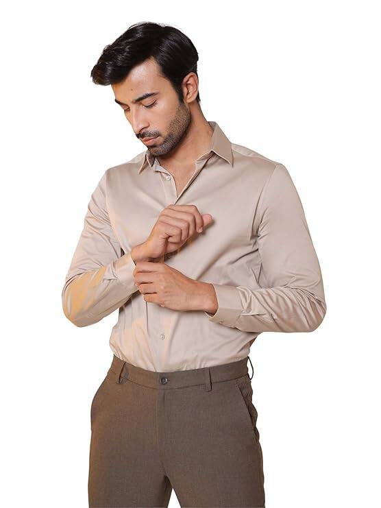 Subtract Cotton Satin Slim Fit Shirt