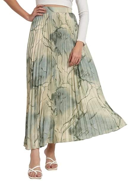 Marble Elegance A-Line Long Printed Skirt OTABU Marble Elegance A-Line Long Printed Skirt