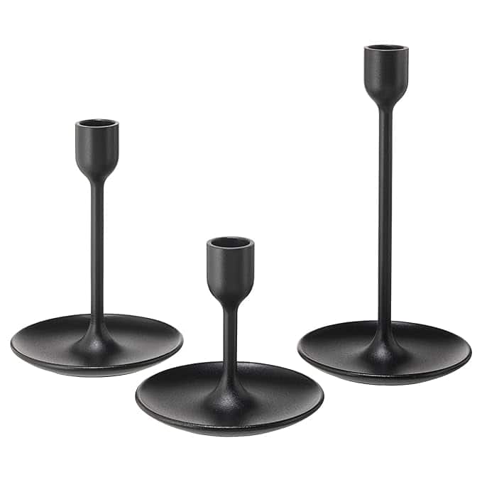 IKEA FULLTALIG Black Candlestick Set