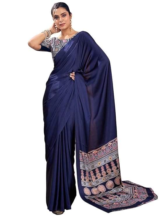Akhilam Satin Silk Printed Saree