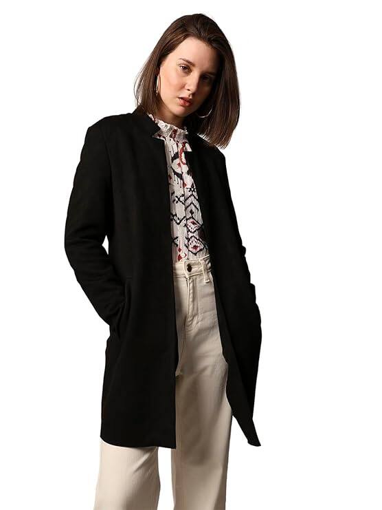 Only Women Solid Stand Collar Overcoat Only Women Solid Stand Collar Overcoat